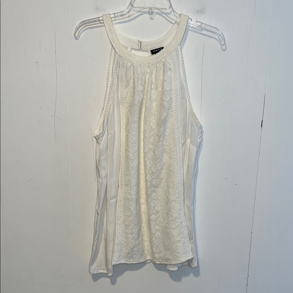 Torrid White Lace Detail Tank Top 072726